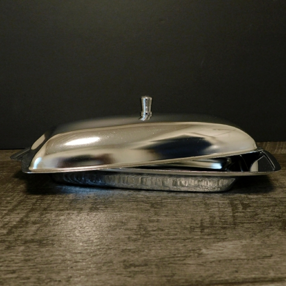 Stainless Steel Silver Butter Dish with Lid